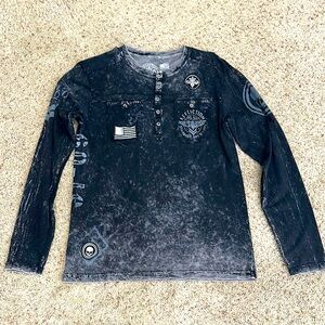 Men's Affliction Black Graphic Long Sleeve Shirt